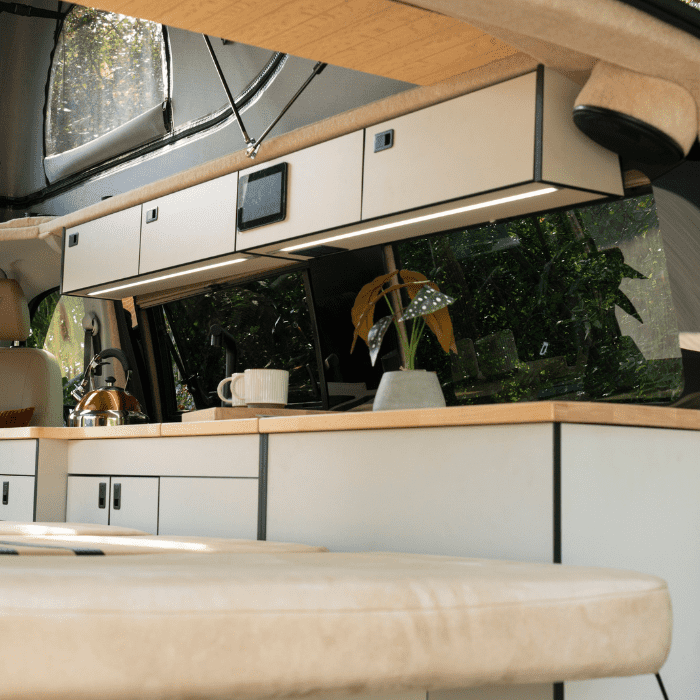 VW Campervan kitchen biege